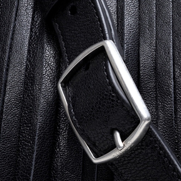 CELINE by Hedi Slimane RARE Fringe Black Bucket Bag in Studded Lambskin Leather! - Picture 8 of 13